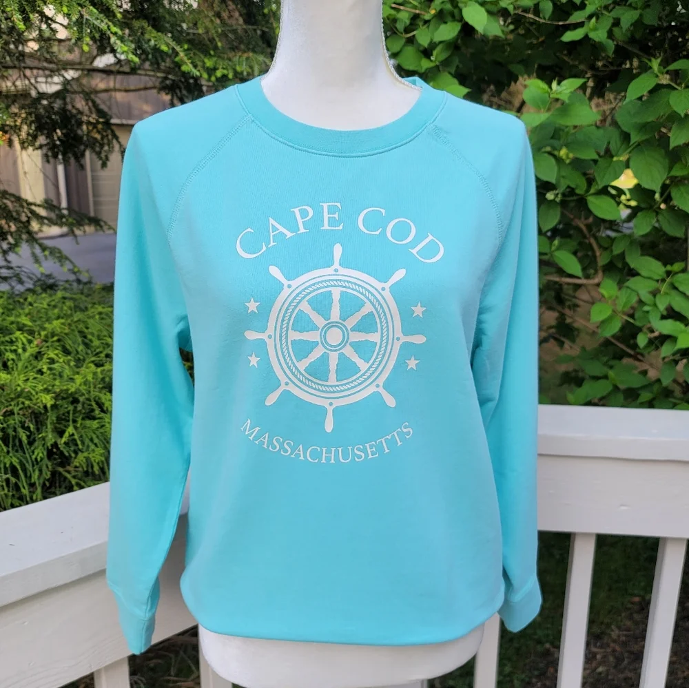 New! J. Crew sz M, XL Cape Cod Aqua Blue Pullover Sweatshirt NWT